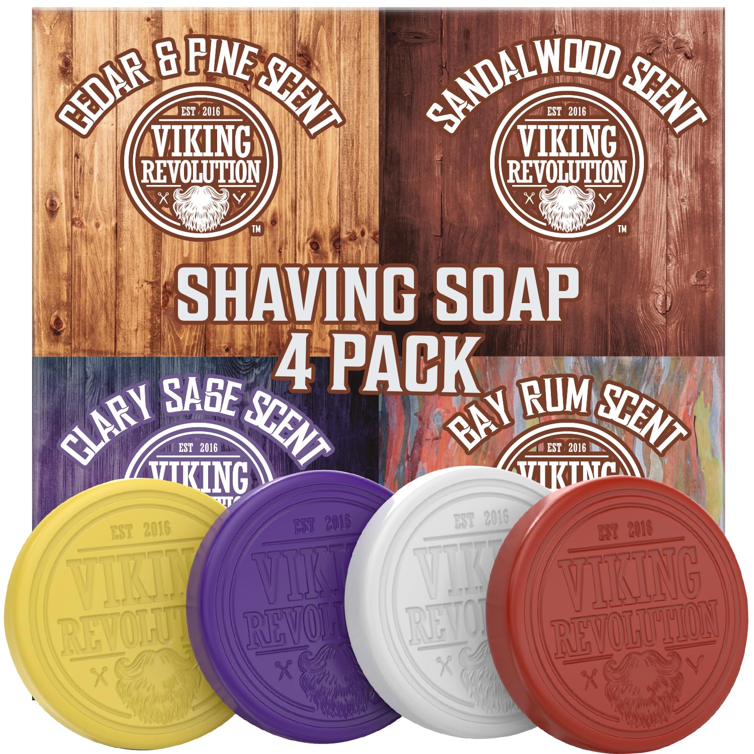 4-Pack Luxury Shaving Soap with Rich Lather & Masculine Scents